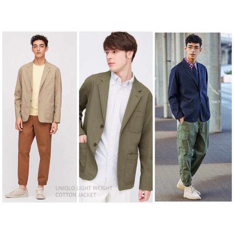 UNIQLO เสื้อแจ็คเก็ต เสื้อสูท คอปกแขนยาว LIGHT WEIGHT COTTON JACKET