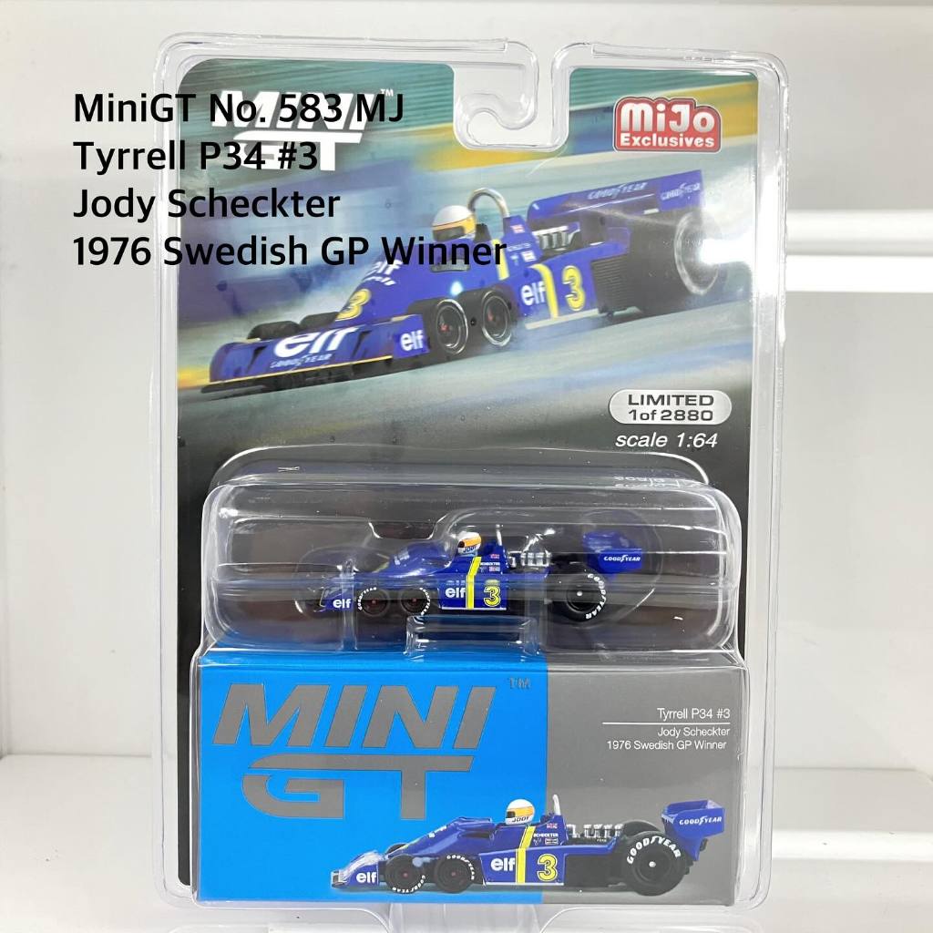 MiniGT 📌No. 583  MJ 📌 Tyrrell P34 #3 Jody Scheckter 1976 Swedish GP Winner /blister package