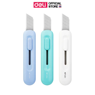 คัตเตอร์จิ๋วพกพา Deli รุ่น 2079 สำหรับตัดกระดาษ คัตเตอร์พกพา ขนาดเล็ก พกพาง่าย (3 สี/จำหน่าย 1 ชิ้น)