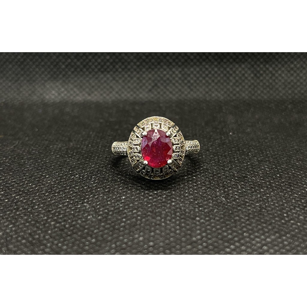 natural ruby stone silver ring for men