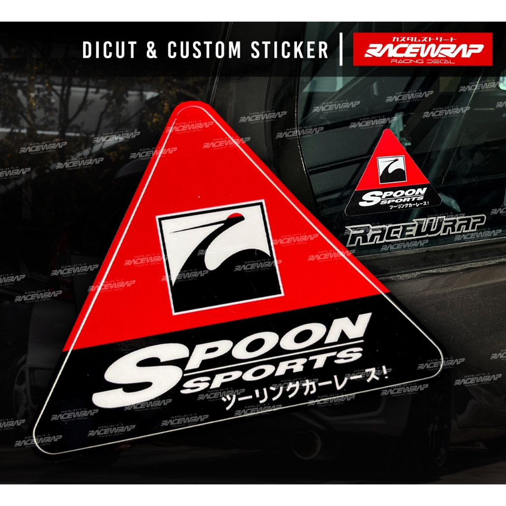 สติกเกอร์ spoon สามเหลี่ยม สติกเกอร์แผ่นป้ายสปูน สติกเกอร์แต่งhonda spoonsport