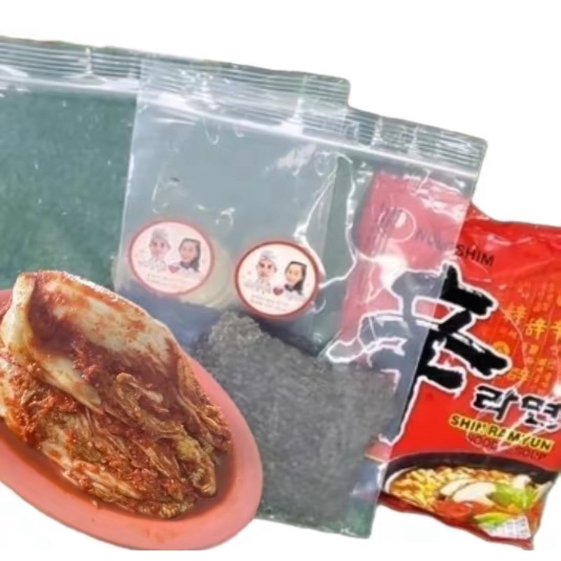 setโฮมเมดกิมจิผักกาดขาว500gสูตรเข้มข้นสำหรับคนชอบรสจัดๆ เปรี้ยวเผ็ด เเซ่บอร่อย ไปพร้อมกับสาหร่ายแผ่นน2ถุง