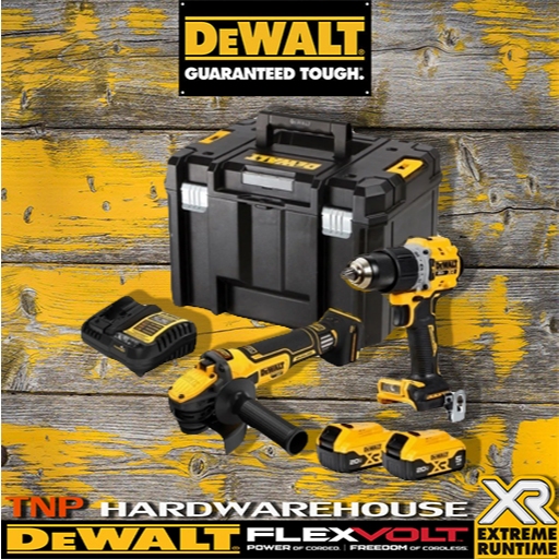 DEWALT สว่านกระแทกและเครื่องเจียรไร้สาย 20V Max รุ่น DCK2216P2T (DCD805+DCG409) B 5056174522713