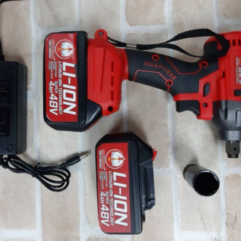 บล็อกแบต(คอสั้น) 48V OKURA A-OK-BW48V บล็อกแบตคอสั้น 48V สามารถถอดน๊อตล้อรถยนต์  ของ OKURA A-OK-BW48