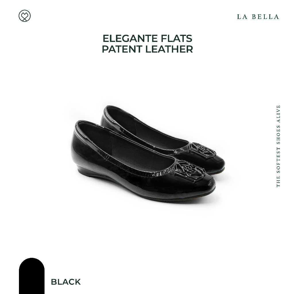 LA BELLA รุ่น ELEGANTE FLATS PATENT LEATHER - BLACK