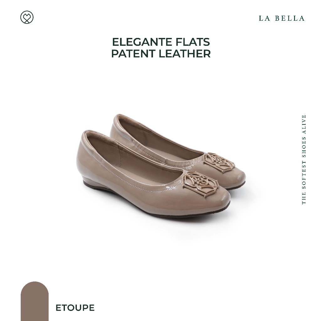 LA BELLA รุ่น ELEGANTE FLATS PATENT LEATHER - ETOUPE