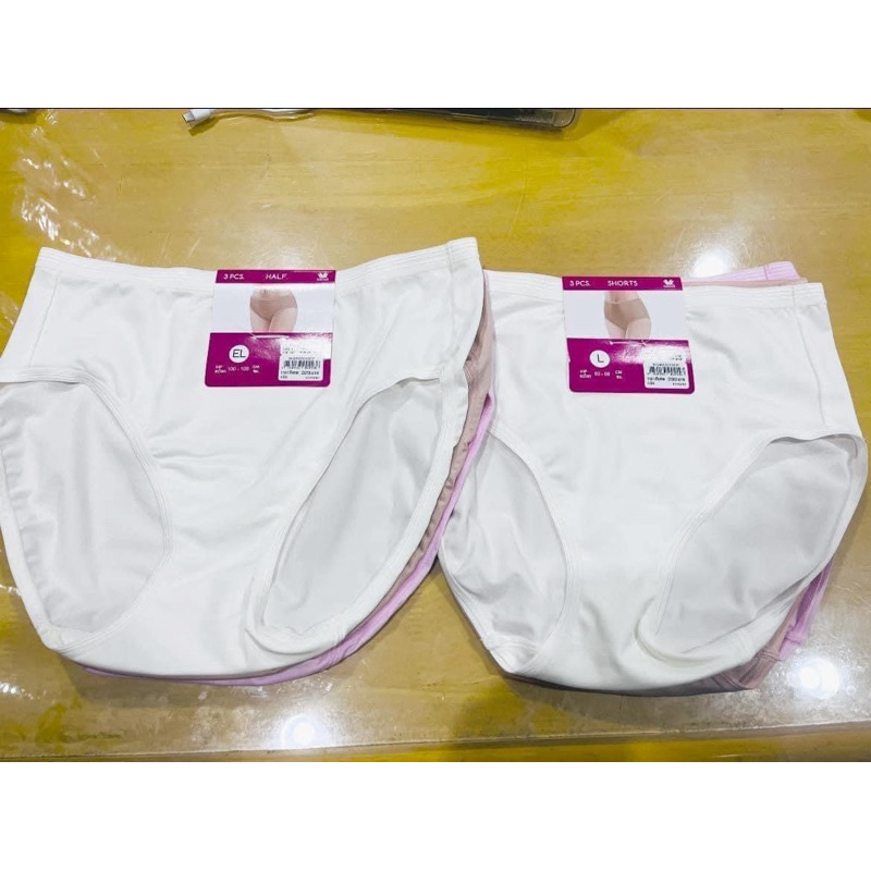 กางเกงในเต็มตัว Wacoal เซ็ต3ตัว ครีม เนื้อ ชมพู WQ6M29(LL),(EL) Bikini เอวต่ำ