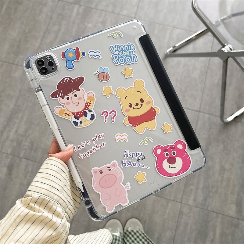 🔥ส่งจากไทย🔥winnie โปร่งใส เคส for iPad 2025 11 air6 7 10.2 Gen10 9 8 2024 pro เคสไอแพด Air4 5 10.9 Case พร้อมถาดใส่ปากกา