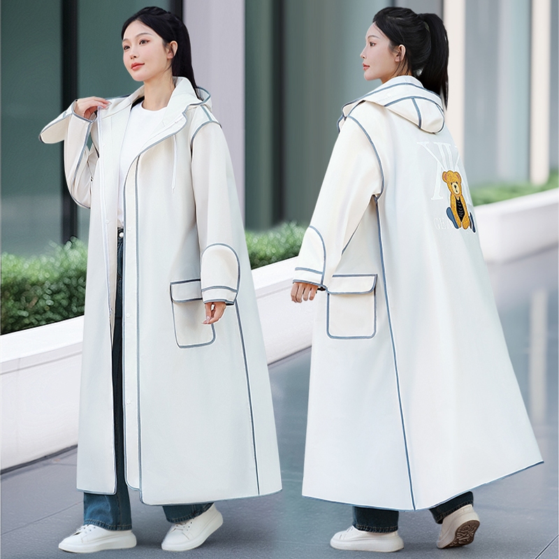 เสื้อกันฝนผู้ใหญ่แบบใสยาวกันน้ำแบบรีไซเคิลสำหรับการเดินทาง เสื้อกันฝนแบบ EVA เสื้อกันฝนแบบกันฝน