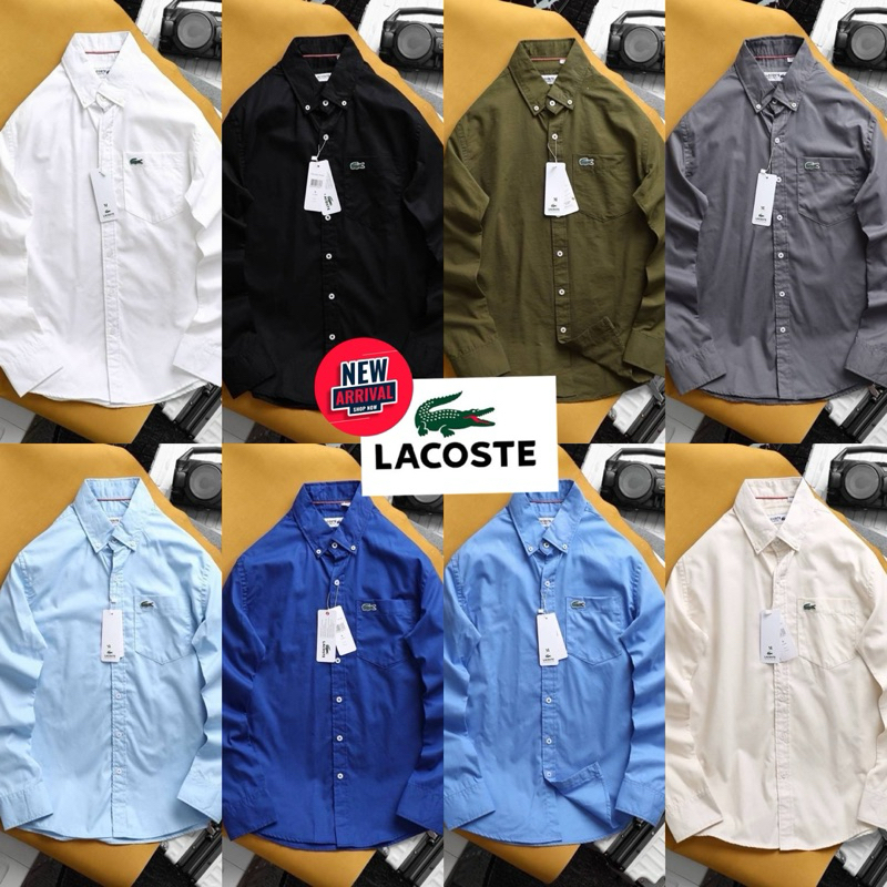 เสื้อเชิ้ตแขนยาวสีพื้น Lacoste🐊 cotton ส่งไว ใส่ได้ทุกสถานการณ์