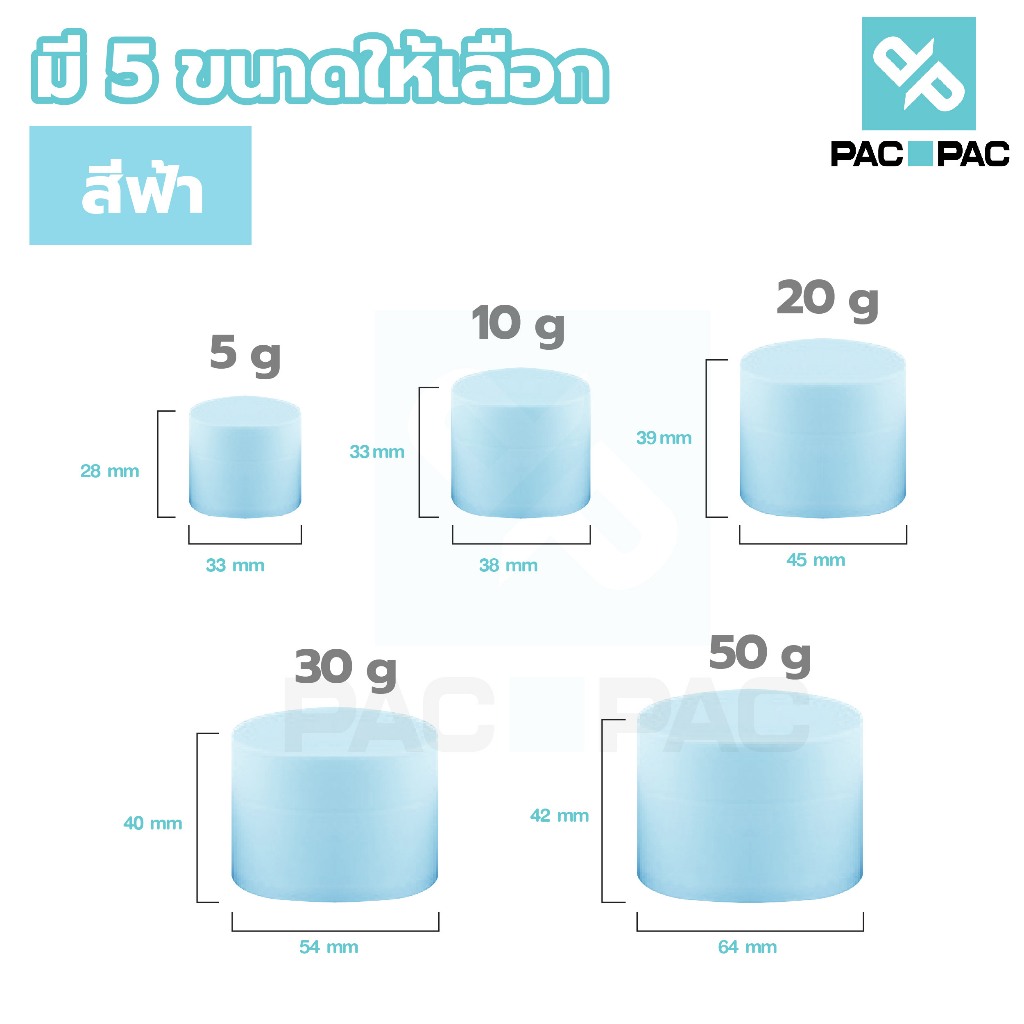 PACPAC กระปุกพลาสติก ผิวด้าน กระปุก 5/10/15/20/30/50 กรัม กระปุกใส่ครีม ตลับใส่ครีม CG1