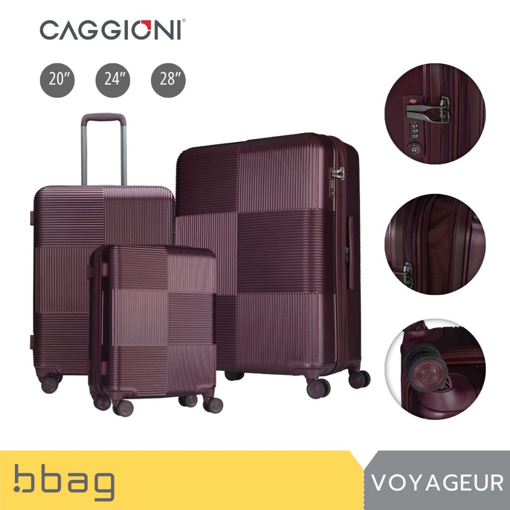 CAGGIONI กระเป๋าเดินทาง กระเป๋าล้อลาก รุ่นโวยาจเกอร์ 15082  น้ำหนักเบา TSA Lock [20/ 24/ 28 นิ้ว] - สีขาวควันบุหรี