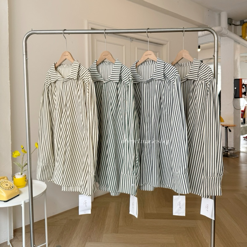 (B29) Heartmade - Chalie Oversize Shirt 🥣 (สินค้าพร้อมส่ง) เสื้อโอเวอร์ไซส์ ลายทางริ้ว