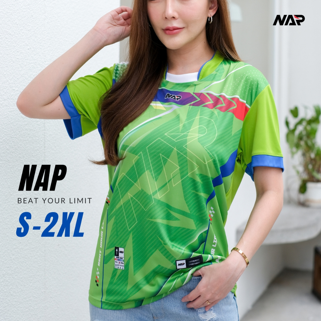 NAP 21 เสื้อกีฬาแขนสั้น ผ้าไมโคร พิเศษพิมพ์ชิ้น ลายสวย สีสดใสสุดๆ ไซส์ M-XXL made in Thailand