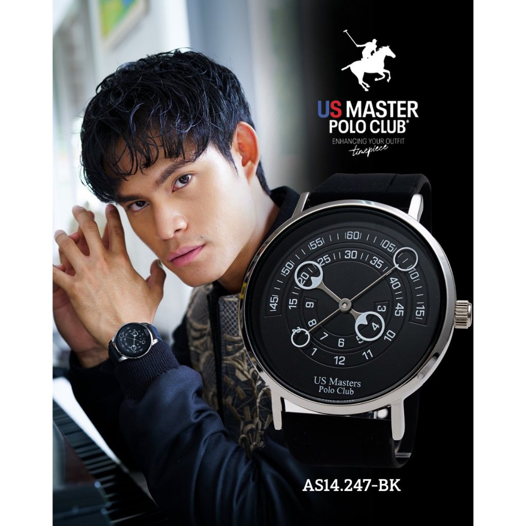 AS14.247 นาฬิกาข้อมือ แฟชั่น กันน้ำได้ สายซิลิโคน มีใบประกันศูนย์ 1 ปี แบรนด์ US Master Polo Club