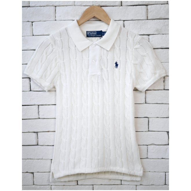 POLO RALPH LAUREN WOMEN CABLE KNIT POLO SHIRT