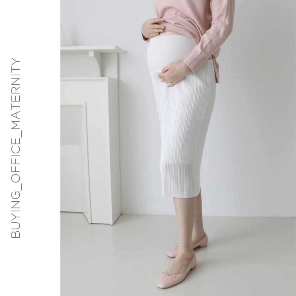 [พร้อมส่ง]🇰🇷Buying Office กางเกงพยุงครรภ์ขายาว Maternity Sydney Pleated Skirt ยืดหยุ่น ใส่สบาย กระโปรง