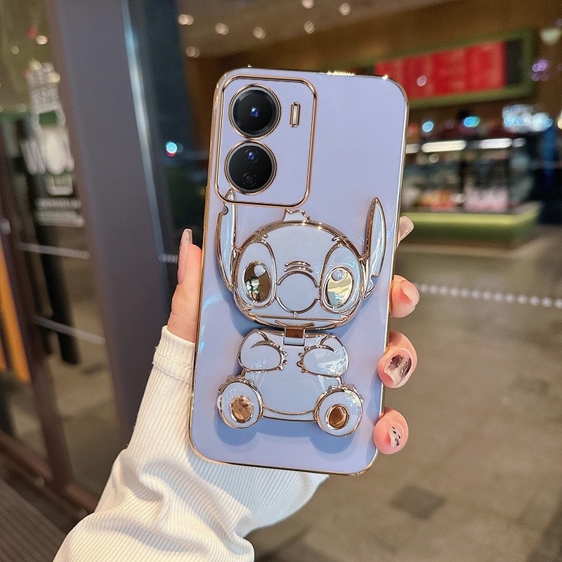เคส สำหรับรุ่น Realme C61 C63 C53 C51 Note60 Note50 สติชกระจก ขาตั้ง หมุนได้ 360 องศา แบบนิ่ม น่ารัก
