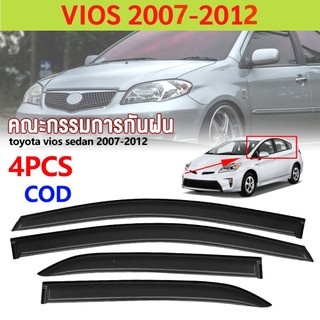 กันสาด VIOS วีออส 2007-2013 ทรง MUGEN พร้อมกาว 4ชิ้น กันสาดประตู สีดำ คิ้วกันสาดประตู คิ้วกันสาด TOYOTA
