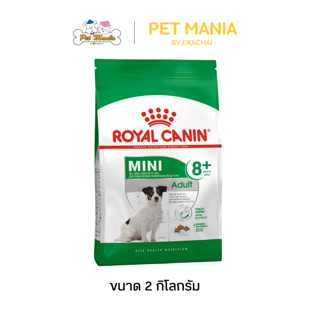 Royal Canin Mini Adult 8+ โรยัล คานิน อาหารสุนัขแบบเม็ด สำหรับสุนัขโตพันธุ์เล็กอายุ 8 ปีขึ้นไป 2kg