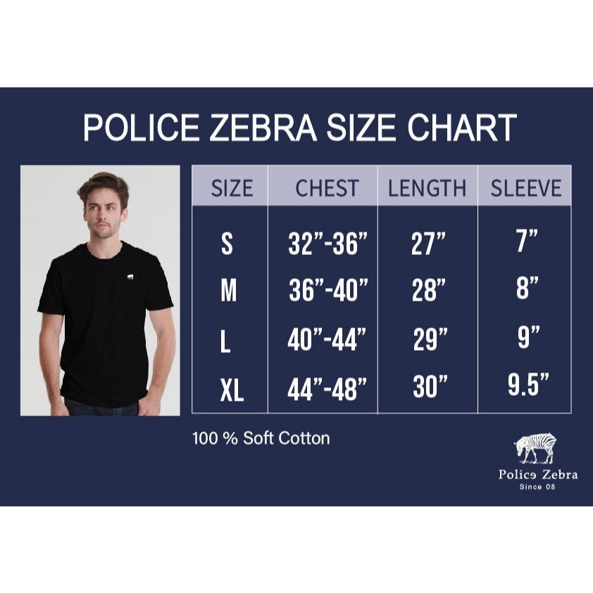 Police Zebra คอกลม Premium Cotton 100% ใส่ได้ทั้งผู้ชาย/ผู้หญิง (TS023) — صورة 4