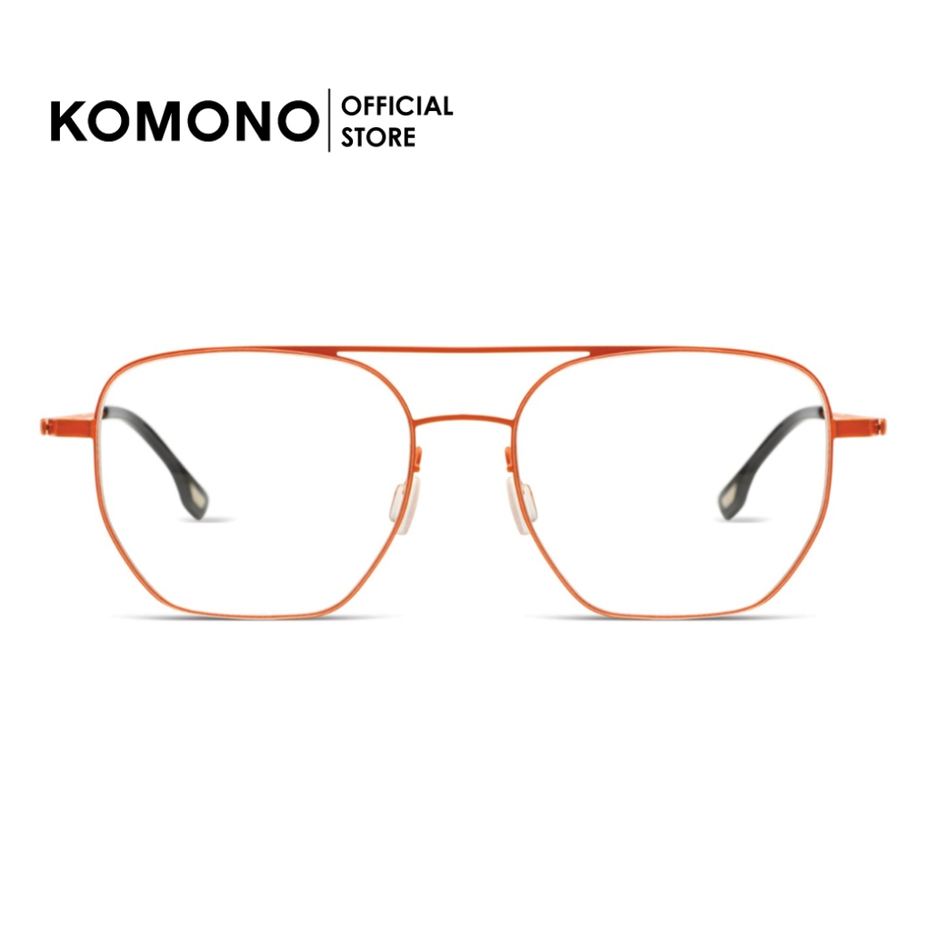 KOMONO Larry Vibrant Orange กรอบแว่นตาโลหะ น้ำหนักบางเบา ทรงสี่เหลี่ยมผืนผ้า unisex