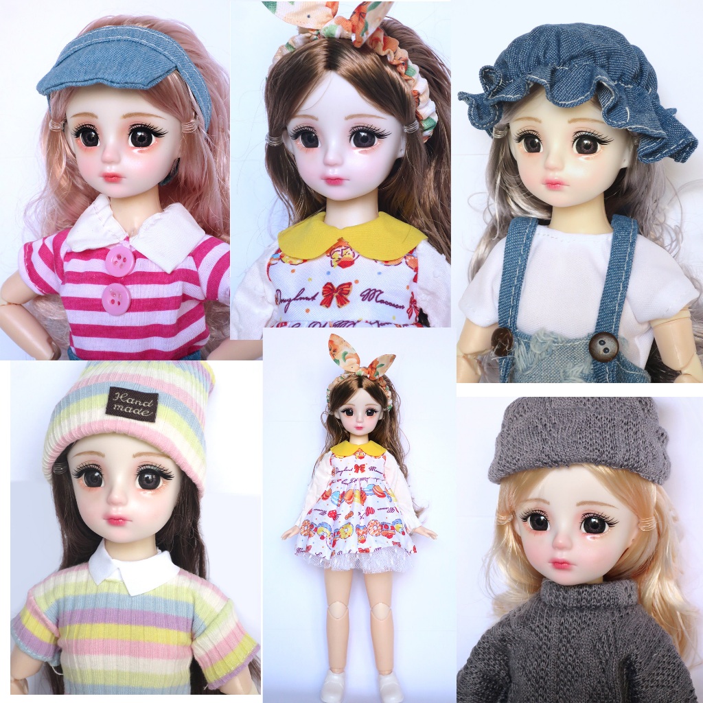 ตุ๊กตาBJDเด็ก 1:4 ตุ๊กตาข้อต่อ ตาแก้ว 3D Eyes เมคอัพใหม่2024 30cm 21 ข้อต่อ พร้อมชุดและรองเท้า