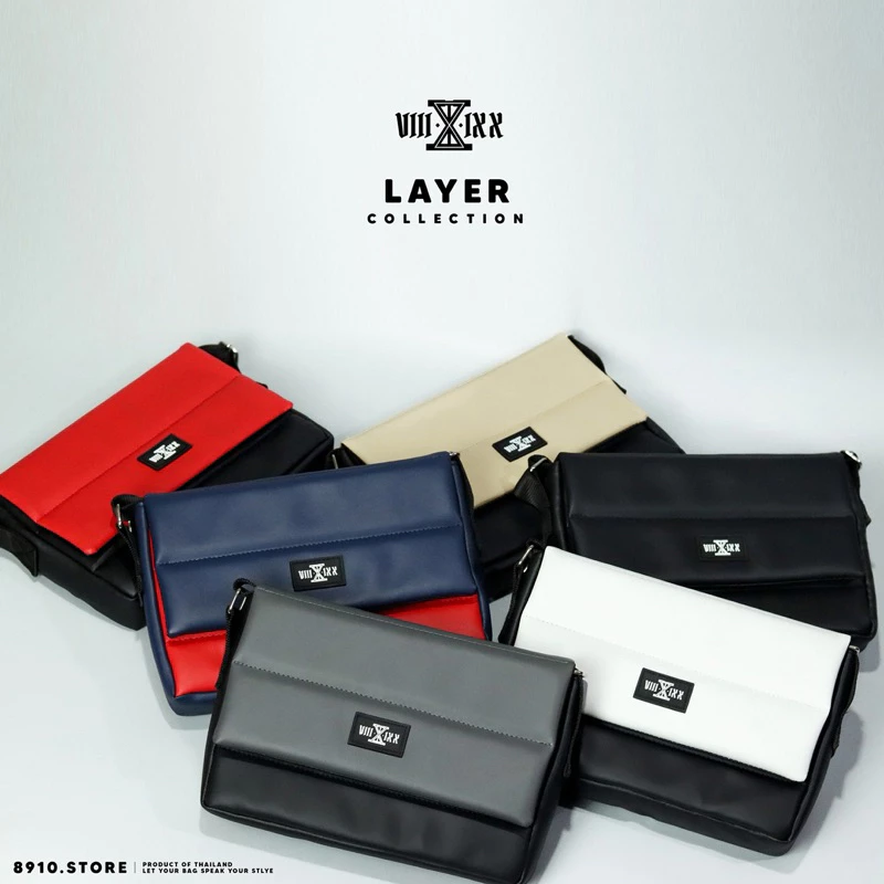 (มีสีใหม่) LAYER 9" มี 8 สี แบรนด์ 8910 กระเป๋าหนัง สะพายข้าง ทรงนวมหนา ใส่ ipad mini แบรนด์ไทย หนังกันน้ำ