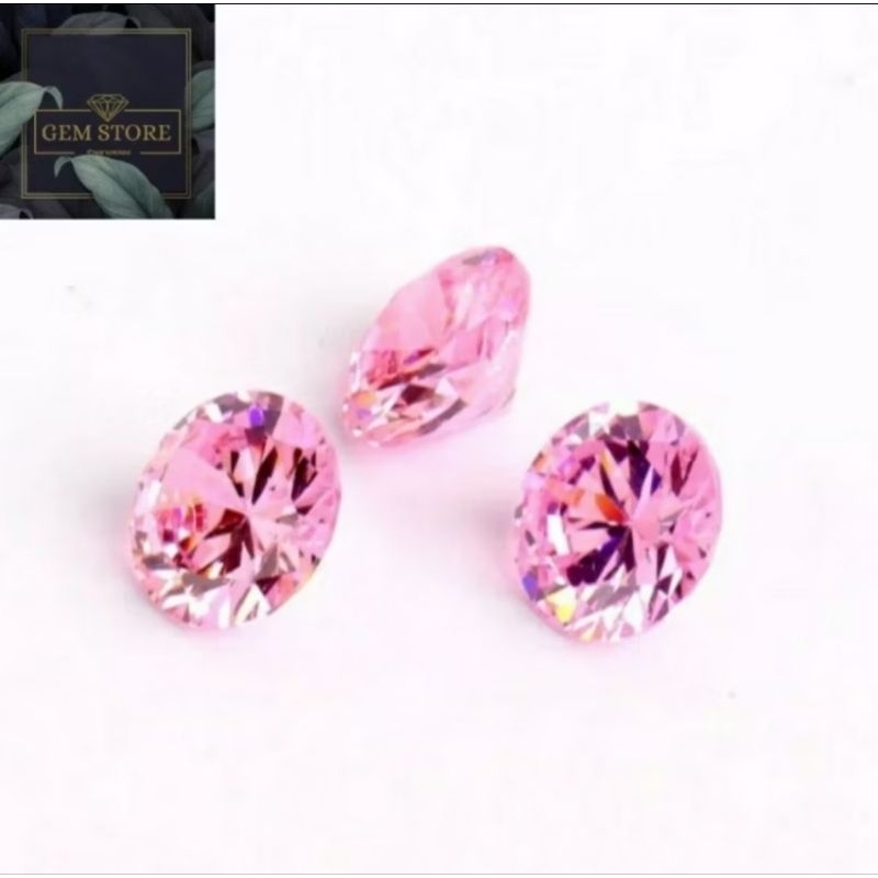 ร้านขายพลอย!!เพชรรัสเซีย สี ชมพู PINK CZ Size 1.00- 5.00mm เกรดสวยเลี่ยมเพชร  cubic zirconia size 1.0- 5.00mmDIAMOND CUT