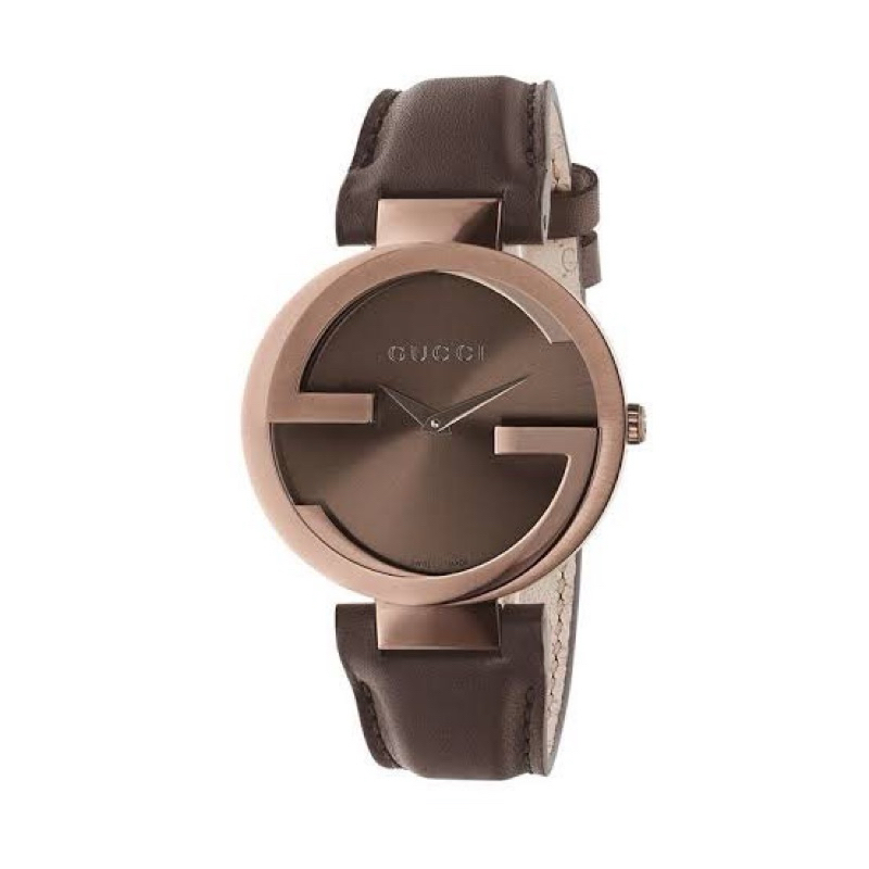 Gucci Woman’s Interlocking Brown Strap Watch