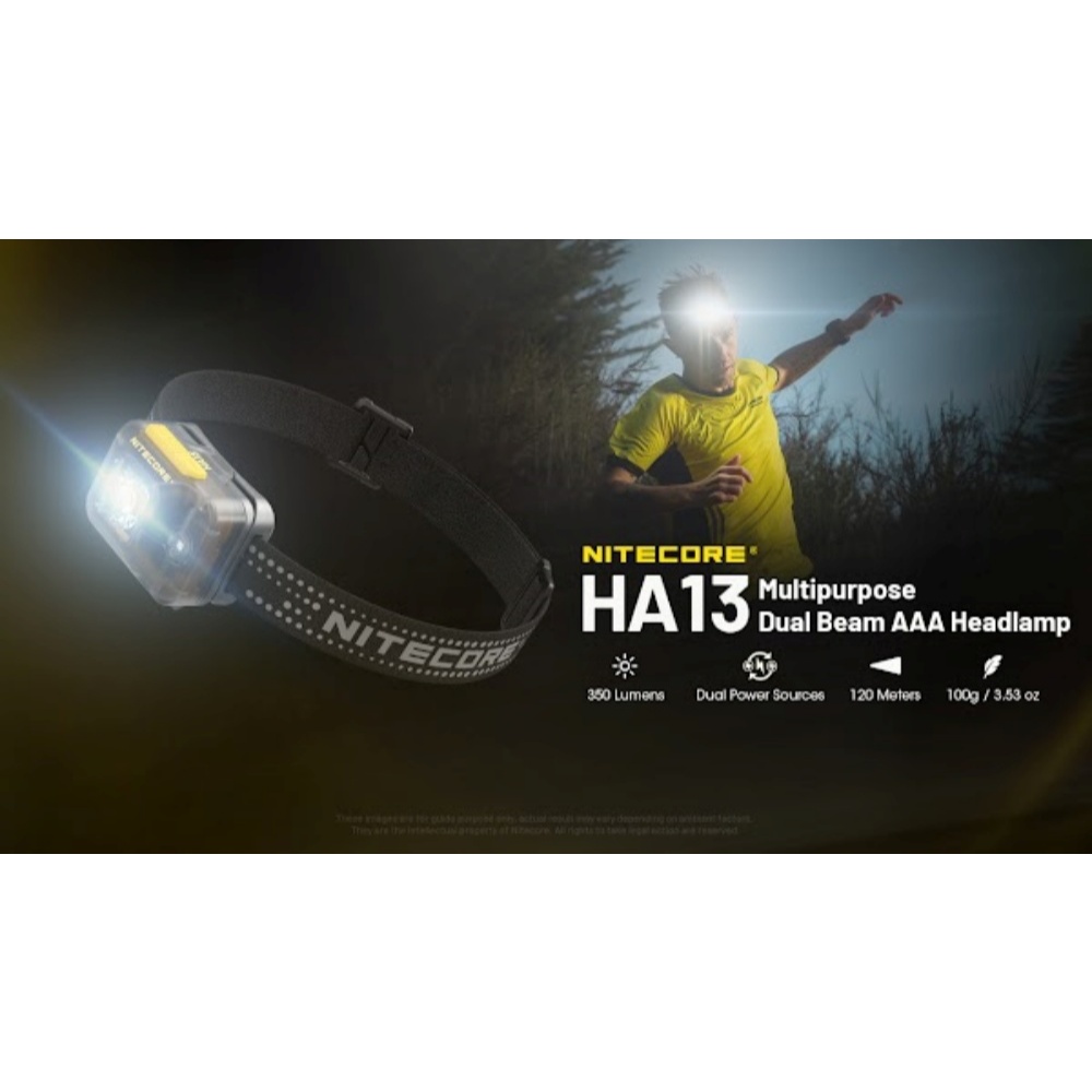Nitecore HA13+Nitecore HLB1300ไฟฉายคาดหัวพร้อมแบตเตอรี่แบบชาร์ทได้