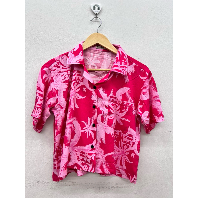 เสื้อครอปฮาวายคอปกสำหรับผู้หญิงผ้าสปันเกรดพรีเมี่ยมงานไทยพร้อมส่งมี5สี