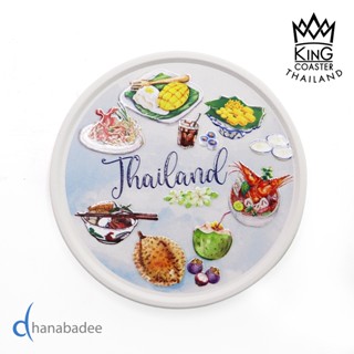 จานรองแก้วดูดน้ำ ทรงกลมมีขอบ THAI CUISINES ที่รองแก้วซับน้ำ …