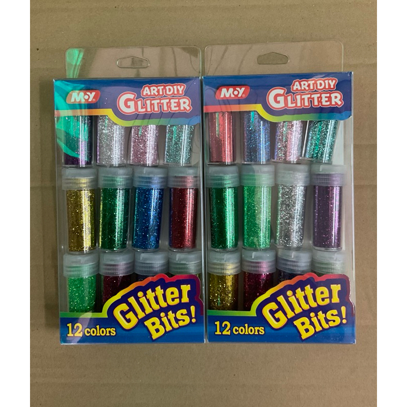 MY ผงกากเพชร Glitter สำหรับ งานประดิษฐ์ งานตกแต่ง (1เซต มี 12 สี)