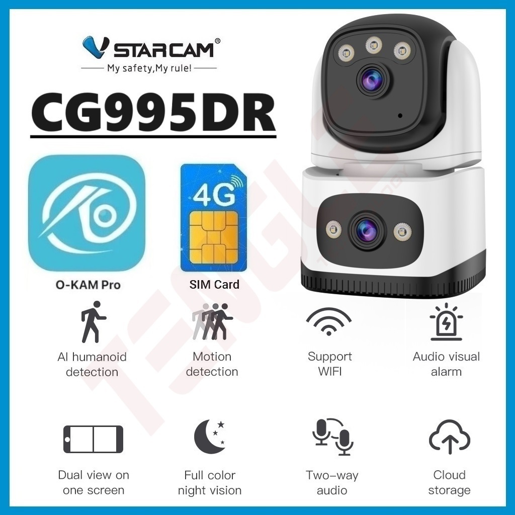 VSTARCAM CG995DR Sim Net / CS995DR WiFI SUPER HD 1296P 3MP x 2 เลนส์กล้อง กล้องวงจรปิดใส่ซิม