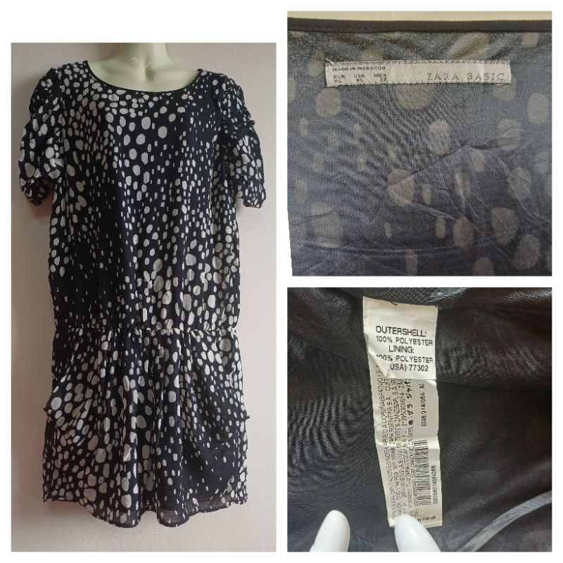 Zara Basic Women Dress Size XL ลายสีดำขาว