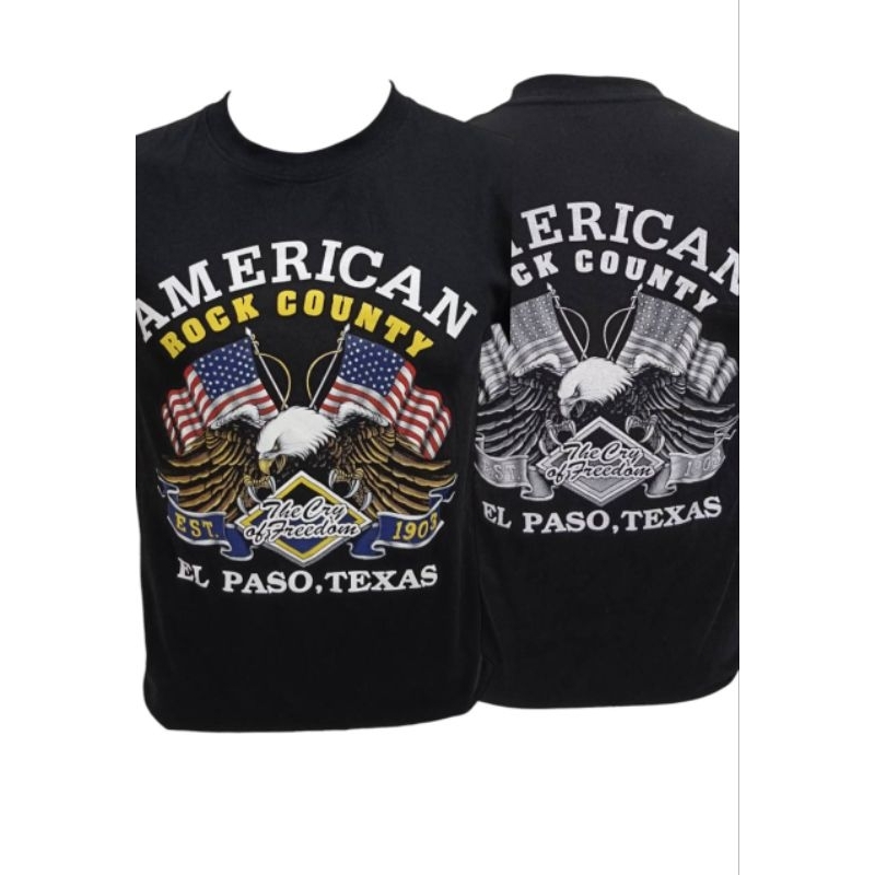 เสื้อ American rock country นกอินทรี สกรีนด้านหน้าหลังผ้าคอตตอน