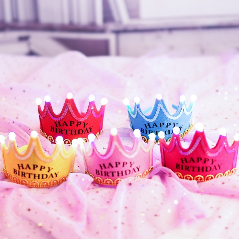 ที่คาดผม มงกุฏ งานปาร์ตี้พร้อมมงกุฎเรืองแสง หมวกวันเกิดมีไฟ LED ที่คาดผม Happy Birthday /JT.Lifestyle
