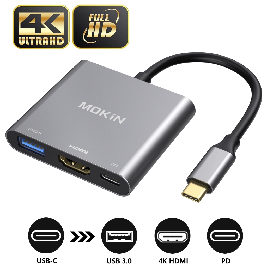 MOKiN MOUC1901 อะแดปเตอร์ฮับ USB C HUB 3 IN 1 USB-C to HDMI USB PD Adapter Support 4K