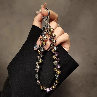【คริสตัลรุ้ง】เคสโทรศัพท์ที่สวยงาม โซ่พวกกุญแจ โซ่ลูกปัดขนาดเล็ก สีสันสดใส