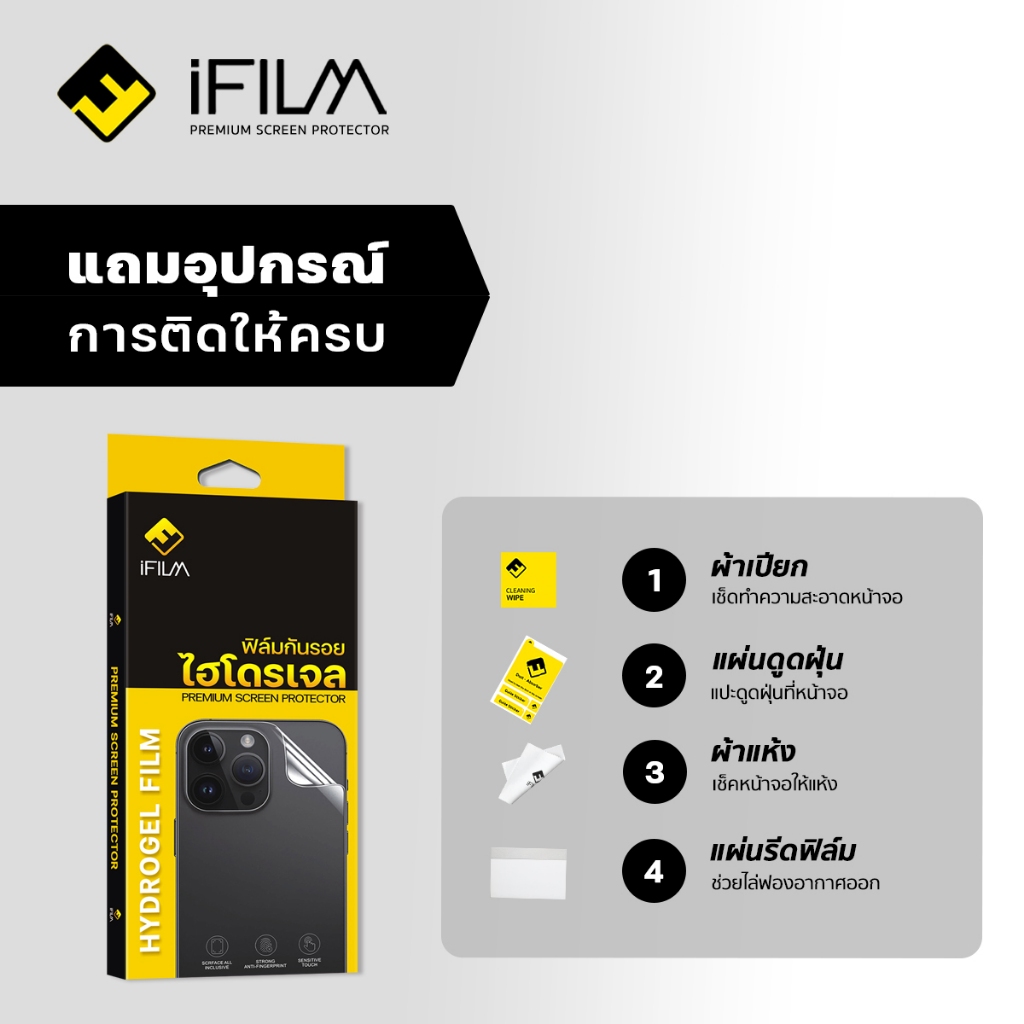 iFILM ฟิล์มหลัง กันรอย ไฮโดรเจล Hydrogel For iPhone หลากหลายรุ่น