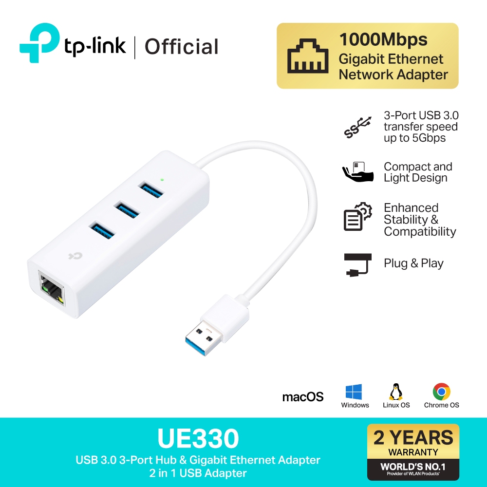 TP-Link UE330 (USB 3.0)/ UE330C (USB Type-C) ฮับยูเอสบี  พร้อมพอร์ต Gigabit Ethernet แค่เชื่อมต่อก็พ