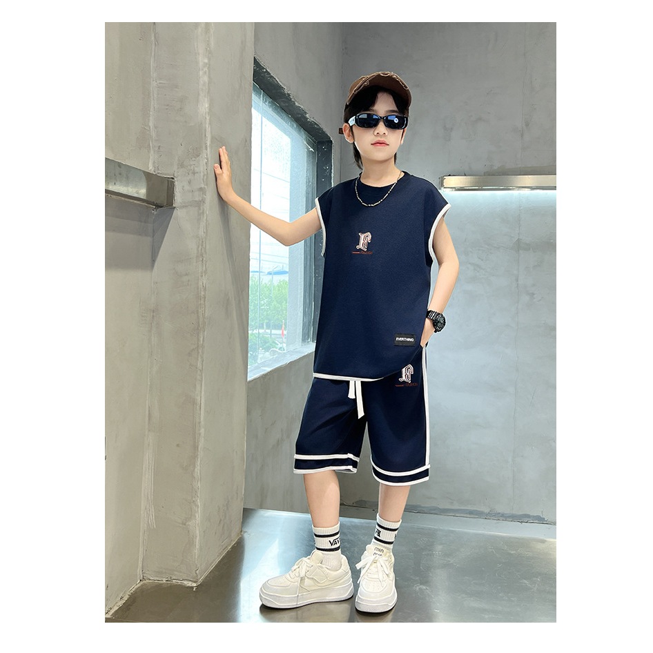 KIDSZONE ชุดเซ็ตเด็กชาย 2 ชิ้น เสื้อแขนกุด+กางเกงขาสั้น รุ่น A5404