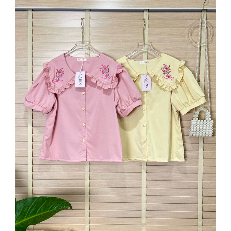 ป้าย Narin เสื้อคอบัว ปักดอกไม้(อก42“)