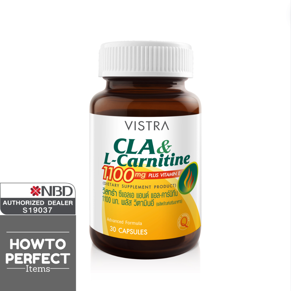 Vistra(วิสทร้า) CLA & L-Carnitine 1100 mg Plus Vitamin E ขนาด 30 แคปซูล