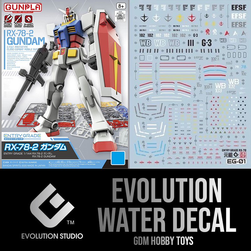 ดีคอลน้ำ DECAL EVO EG RX-78 GUNDAM สะท้อนแสงแบล็คไลด์