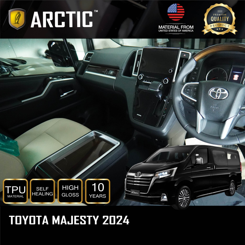 Toyota Majesty (2024) ฟิล์มกันรอยรถยนต์ ภายในรถ PianoBlack / จุดเสี่ยงภายนอก - by ARCTIC (โปรดระบุส่วนที่ต้องการ)