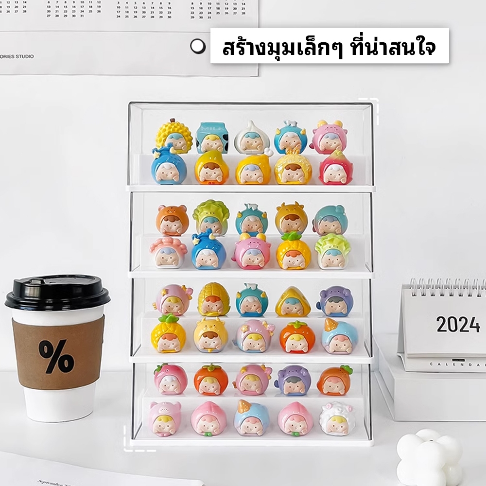 กล่องใส่โมเดล กล่องใส่ตุ๊กตาแบบใส ตู้โชว์โมเดล มีสองสีให้เลือก วางซ้อนได้2 ชั้น กันน้ำกันฝุ่นพร้อมฝาปิด