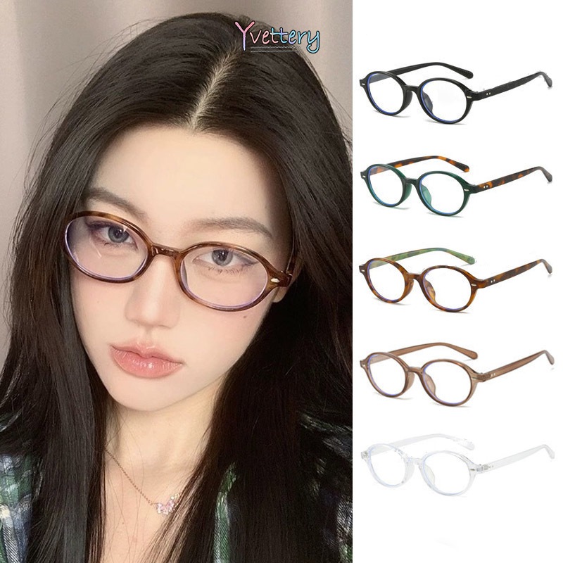 ร้านค้าไทย🔥แว่นกรองแสงสีฟ้าแว่นตากันแดดสไตล์สไตล์เกาหลีวินเทจย้อนยุคผู้หญิงรูปไข่ป้องกันUV400สําหรับ