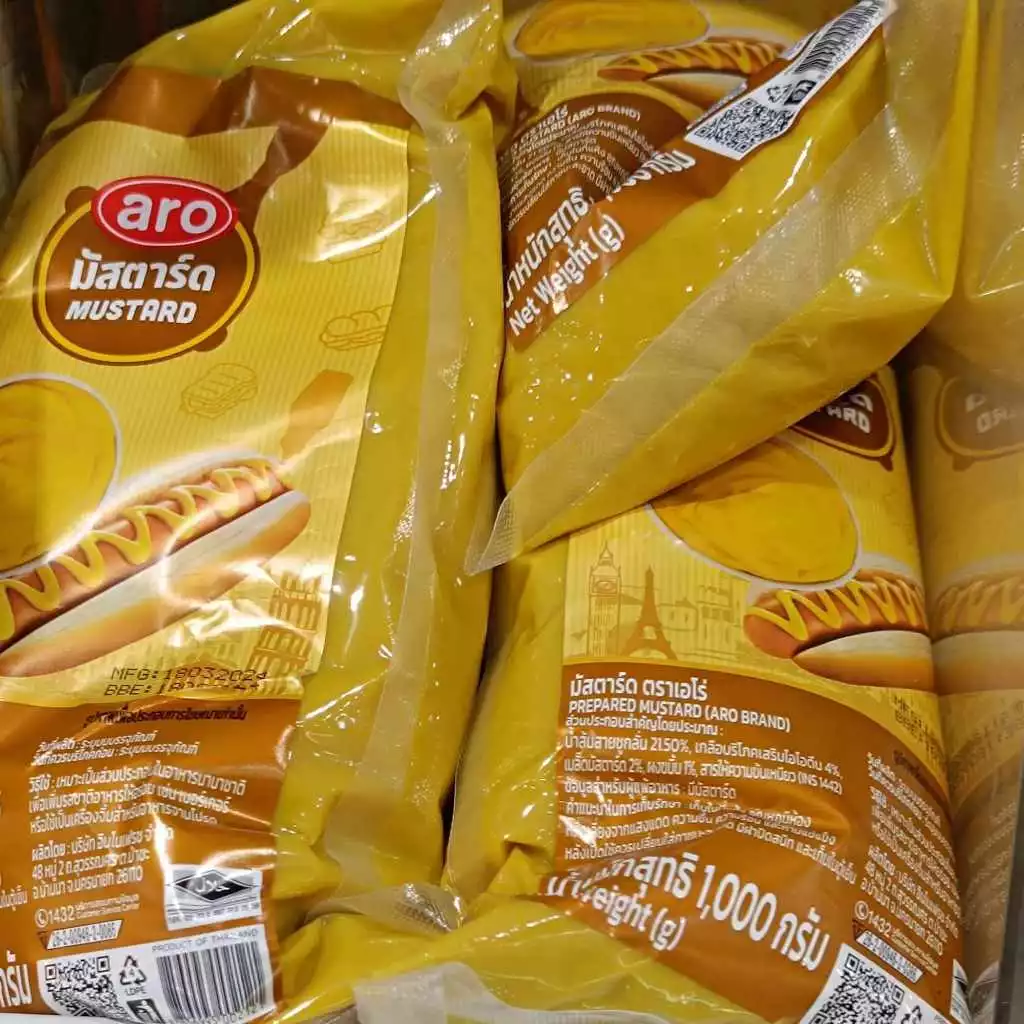 เอโร่ มัสตาร์ด ถุงเติม aro mustard มัสตาร์ด ตราเอโร่ ถุงละ 1,000กรัม (1KG) แพคเกจใหม่สวยงาม